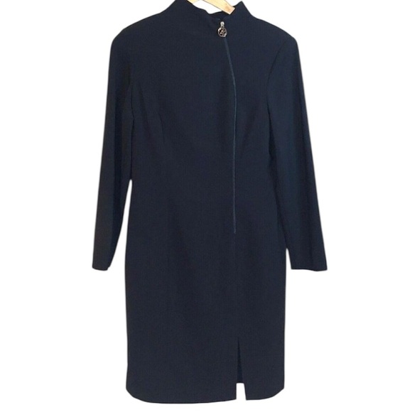Giorgio Armani Borgo 21 Black Wool Full Zip Up Long Sleeved Shift Dress Size 6 - Picture 1 of 8